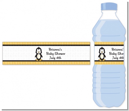 Penguin - Personalized Baby Shower Water Bottle Labels