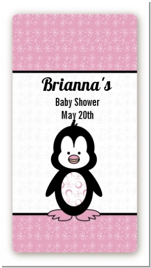 Penguin Pink - Custom Rectangle Baby Shower Sticker/Labels