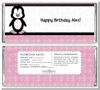 Penguin Pink - Personalized Birthday Party Candy Bar Wrappers