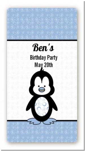 Penguin Blue - Custom Rectangle Birthday Party Sticker/Labels