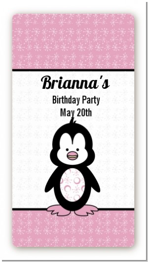 Penguin Pink - Custom Rectangle Birthday Party Sticker/Labels