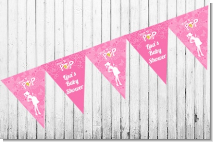 She's Ready To Pop Pink - Baby Shower Themed Pennant Set