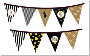 About To Pop Gold Glitter - Baby Shower Themed Pennant Set