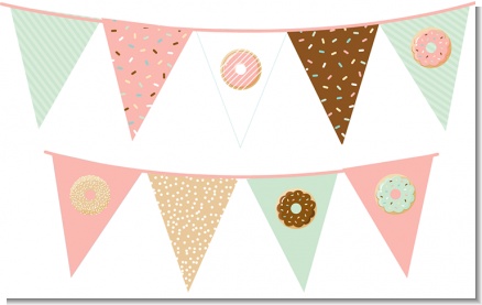 Donut Party - Birthday Party Themed Pennant Set