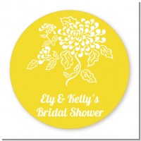Peony - Round Personalized Bridal Shower Sticker Labels