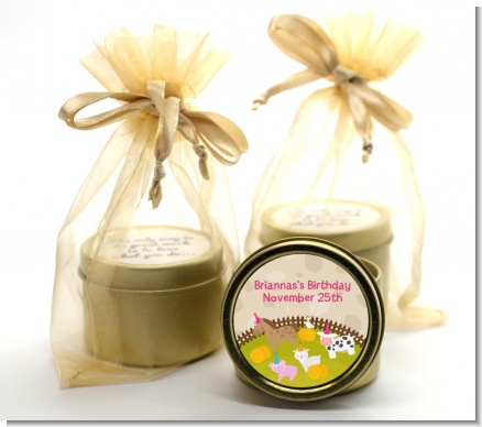 Petting Zoo - Birthday Party Gold Tin Candle Favors