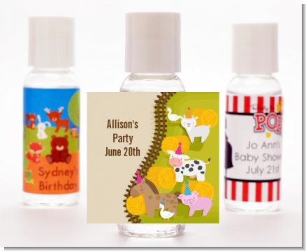 Petting Zoo - Personalized Birthday Party Hand Sanitizers Favors