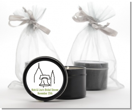 Philadelphia Skyline - Bridal Shower Black Candle Tin Favors