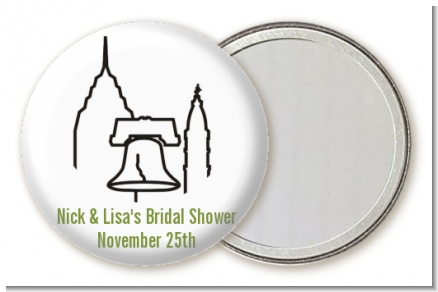 Philadelphia Skyline - Personalized Bridal Shower Pocket Mirror Favors