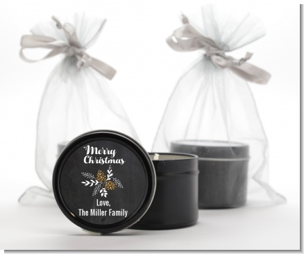 Pine Cones - Christmas Black Candle Tin Favors