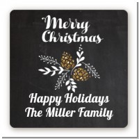 Pine Cones - Square Personalized Christmas Sticker Labels