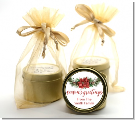 Pinecone Wreath - Christmas Gold Tin Candle Favors