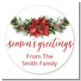 Pinecone Wreath - Round Personalized Christmas Sticker Labels thumbnail