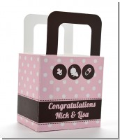 Modern Baby Girl Pink Polka Dots - Personalized Baby Shower Favor Boxes