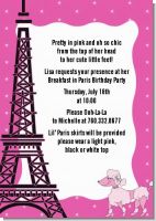 Pink Poodle in Paris - Birthday Party Invitations
