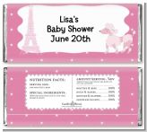 Pink Poodle in Paris - Personalized Baby Shower Candy Bar Wrappers
