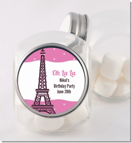 Pink Poodle in Paris - Personalized Baby Shower Candy Jar