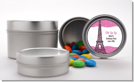 Pink Poodle in Paris - Custom Baby Shower Favor Tins