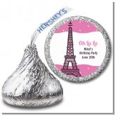 Pink Poodle in Paris - Hershey Kiss Baby Shower Sticker Labels