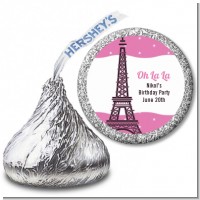 Pink Poodle in Paris - Hershey Kiss Baby Shower Sticker Labels