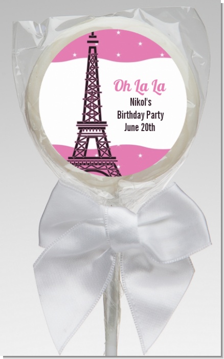 Pink Poodle in Paris - Personalized Baby Shower Lollipop Favors