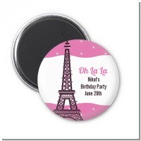 Pink Poodle in Paris - Personalized Baby Shower Magnet Favors