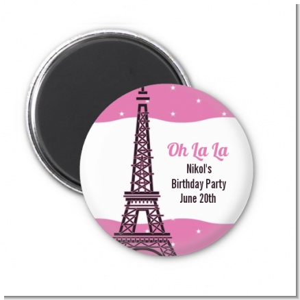 Pink Poodle in Paris - Personalized Birthday Party Magnet Favors