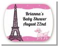 Pink Poodle in Paris - Personalized Baby Shower Rounded Corner Stickers thumbnail