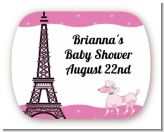 Pink Poodle in Paris - Personalized Baby Shower Rounded Corner Stickers