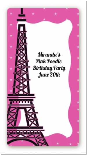 Pink Poodle in Paris - Custom Rectangle Birthday Party Sticker/Labels