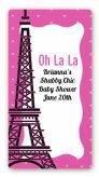 Pink Poodle in Paris - Custom Rectangle Baby Shower Sticker/Labels