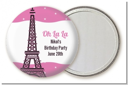 Pink Poodle in Paris - Personalized Birthday Party Pocket Mirror Favors