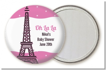 Pink Poodle in Paris - Personalized Baby Shower Pocket Mirror Favors