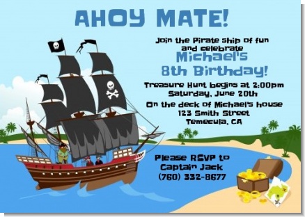 Pirate Ship - Birthday Party Invitations