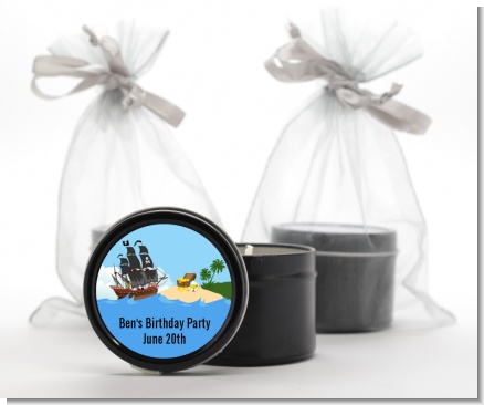 Pirate Ship - Baby Shower Black Candle Tin Favors