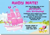 Pirate Ship Girl - Birthday Party Invitations
