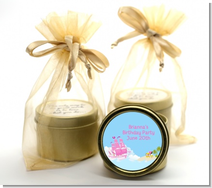 Pirate Ship Girl - Birthday Party Gold Tin Candle Favors