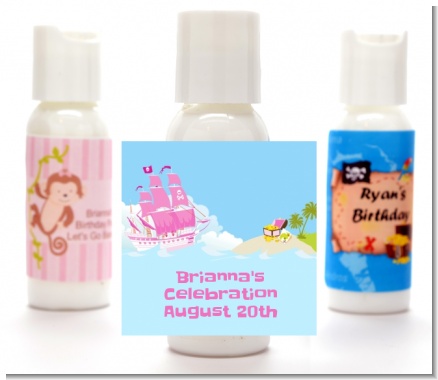 Pirate Ship Girl - Personalized Birthday Party Lotion Favors