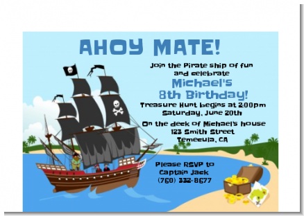 Pirate Ship - Birthday Party Petite Invitations