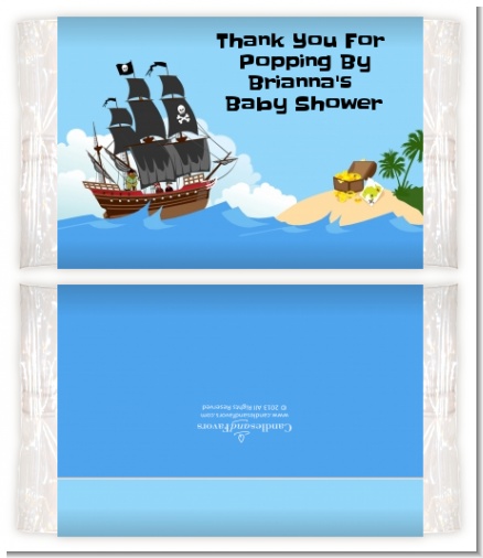 Pirate Ship - Personalized Popcorn Wrapper Baby Shower Favors