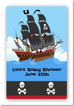 Pirate Ship - Custom Large Rectangle Baby Shower Sticker/Labels