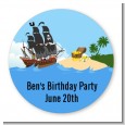 Pirate Ship - Round Personalized Birthday Party Sticker Labels thumbnail