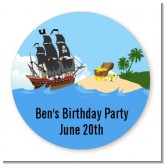 Pirate Ship - Round Personalized Birthday Party Sticker Labels