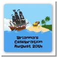 Pirate Ship - Square Personalized Baby Shower Sticker Labels thumbnail