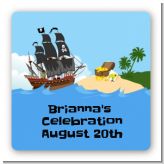 Pirate Ship - Square Personalized Baby Shower Sticker Labels