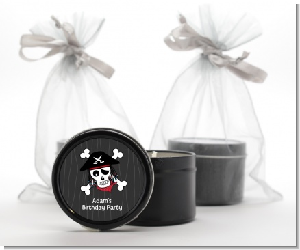 Pirate Skull - Birthday Party Black Candle Tin Favors