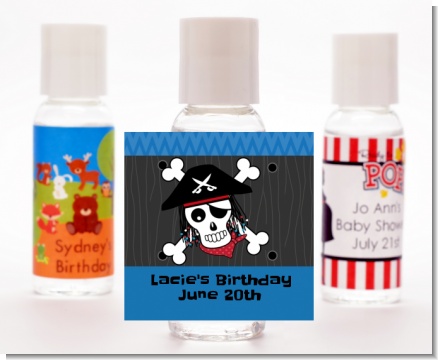 Pirate Skull - Personalized Birthday Party Hand Sanitizers Favors