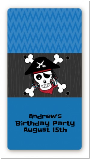 Pirate Skull - Custom Rectangle Birthday Party Sticker/Labels