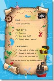 Pirate Treasure Map - Birthday Party Fill In Thank You Cards