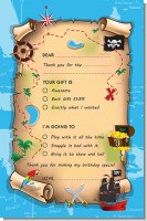 Pirate Treasure Map - Birthday Party Fill In Thank You Cards